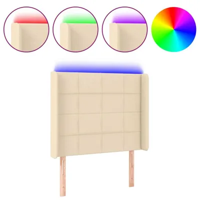 Produktbild von vidaXL LED Kopfteil Creme 93x16x118/128 cm Stoff