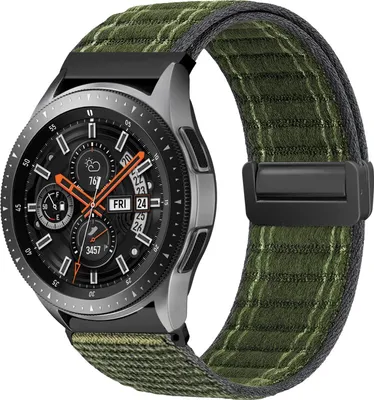 Produktbild von Smartwatch Armband für Samsung Galaxy Watch (2018) 46mm Nylon Textil Band Ersatzband Wechselband Magnetverschluss flexibel atmungsaktiv Grün Oliv