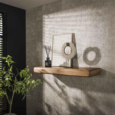 Produktbild von Hoyz-Kollektion – Wandregal Sleek 118 cm – Massive Mango-Sandfarbe