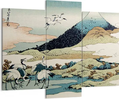 Produktbild von Bild auf Leinwand - Leinwandbild - 3 Teile - Japan Kraniche Bild - 130x100cm - Wand Bild - Wanddeko - Wandbilder - Leinwanddruck - Bilder - Wanddekoration - Leinwand bilder - Wandbild - CB130x100-4541