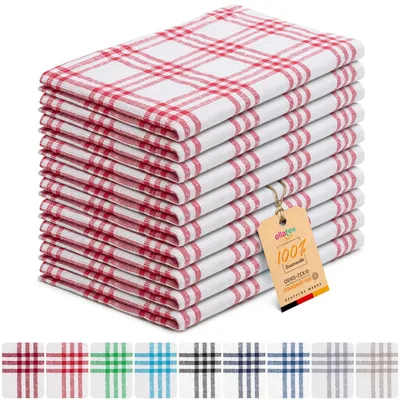 Produktbild von EllaTex 10er Pack Geschirrtücher Geschirrhandtücher 50x70 cm 100% Baumwolle Küchentücher Set saugstark Farbe: Rot