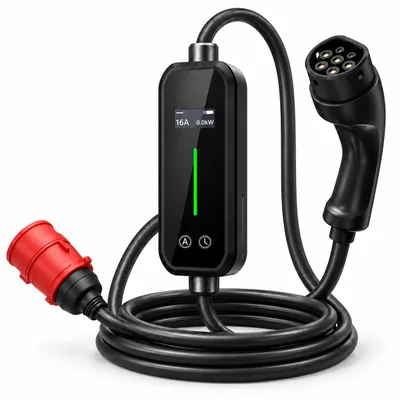 Obrázok produktu pre Junsun, mobilná nabíjačka pre elektromobily, 11 kW, typ 2, 6 metrov, konektor CEE 6-16A, s aplikáciou Smart Life, adaptér CEE-Schuko