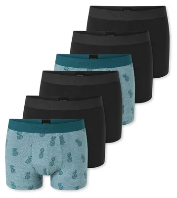 Produktbild von Schiesser Herren Trunk 955 6-Pack schwarz,türkis - Größe 8