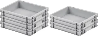 Immagine prodotto di SuperSparSet 5x Contenitore Euro con maniglia chiusa | HxLxP 7,5x30x40cm | 9 litri | Grigio | Contenitore Euro, contenitore di trasporto, contenitore di trasporto, contenitore impilabile