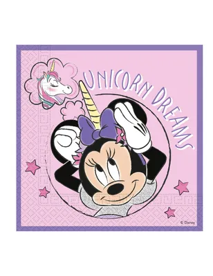Immagine prodotto di Tovaglioli Minnie Mouse con unicorno decorazione per feste di compleanno per bambini 20 pezzi rosa 33x33 cm