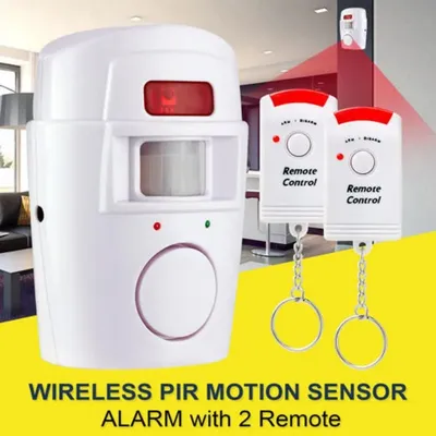 Produktbild von Kabelloser Alarmsensor Bewegungsmelder für Haus, Garage & Schuppen, Infrarot, 105 dB, inkl. 2 Fernbedienungen