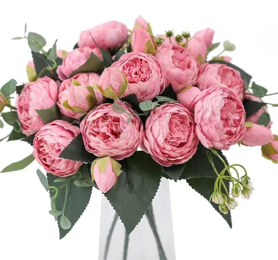 Image de 4 bouquets de fleurs artificielles pivoine pour mariage et décoration