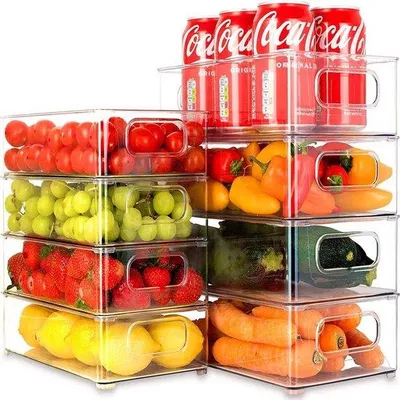 Image de Organiseurs transparents pour réfrigérateur, lot de 8