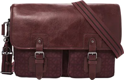 Produktbild von FOSSIL Leder Laptoptasche Businesstasche mit Laptopfach Greenville Messenger Eggplant rot
