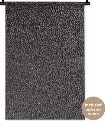 Produktbild von MuchoWow® Wandteppich Wandbehang Leder - Lederoptik - Schwarz - Hell 60x90 cm Tapisserie Dekoration Wandtuch - Foto-Teppich - Abwaschbar