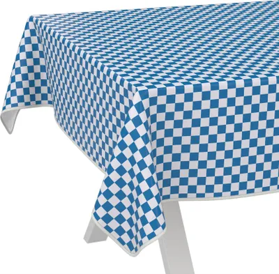 Produktbild von Tischdecke oldscool Karo Blau 160x100cm mit Band-Kante Wachstuch abwaschbar