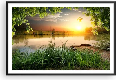 Produktbild von Gerahmtes Poster - Schwarzer Rahmen - Brücke See - 91,5x61 cm - Wand Bild - Wanddeko - Wandbilder - Kunstposter - Wandposter - Bilderrahmen - Bilder - Kunstdruck - Wandbild - P2BAA91x61-3914