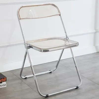 Obrázek produktu pro Skládací židle z průhledného akrylu s chromovým rámem - Moderní design - 48.5x48x75.5 cm