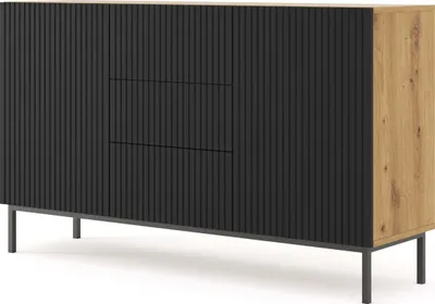 Produktbild von FURNLUX Sideboard Ravenna B Beige Und Schwarz 150cm / Hauptfarbe: Schwarz / Abmessungen: 150 x 89 x 42 cm