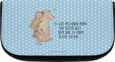 Produktbild von Mr. & Mrs. Panda kulturtäschchen Papa Bär - Blau Pastell - Geschenk, Vatertag, kosmetiktäschchen, Geburtstag, Waschbeutel, Vater, Organizer, Kulturbeutel, Make-Up Tasche