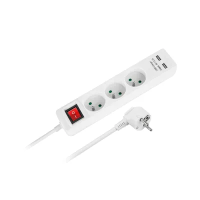 Obrázek produktu pro Rebel Prodlužovací kabel 3 x zásuvka + 2 x USB + vypínač 5 m bílá
