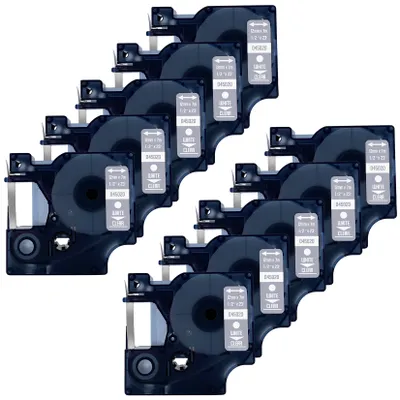 Produktbild von DULA Etikettenband - Kompatibel mit Dymo D1 45020 - 10 Stück - Weiß auf transparent - 12mm x 7m