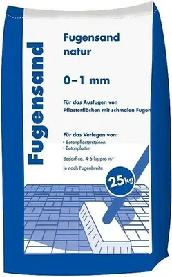 Produktbild von Fugensand 0-1 mm 25 kg Quarzsand unkrauthemmend wasserdurchlässig für schmale Fugen