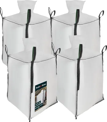 Produktbild von KOTARBAU® 4 St Big Bag Säcke 90x90x160cm Gartenabfallsack Stabil Schürze und Auslauftrichter 1000kg PP Schwerlastsack Gartenabfallsäcke Gartentasche Abfallsäcke Schuttsäcke Bauschuttsäcke Garten Zubeh