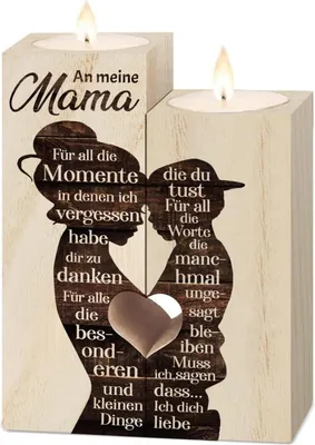Produktbild von Personalisierter Kerzenhalter für Mama - Holz Handwerkskunst - Geschenk für Mutter - Muttertagsgeschenk - Geburtstagsgeschenk