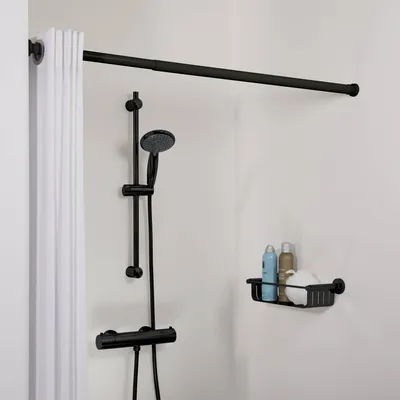 Obrázok produktu pre Teleskopická tyč na sprchový záves Sealskin 80-130 cm čierna