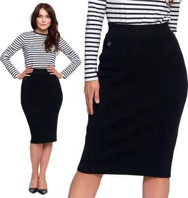 Produktbild von Ołówkowa Spódnica Damska Midi Prążkowana Elegancka Modna Moraj L/Xl