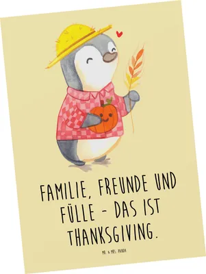 Produktbild von Mr. & Mrs. Panda Grußkarte Erntedankfest Freunde & Fülle - Gelb Pastell - Geschenk, Thanksgiving Geschenke, Feiertag, Postkarte, spruchkarte, Feiertage, Liebe, bildkarte