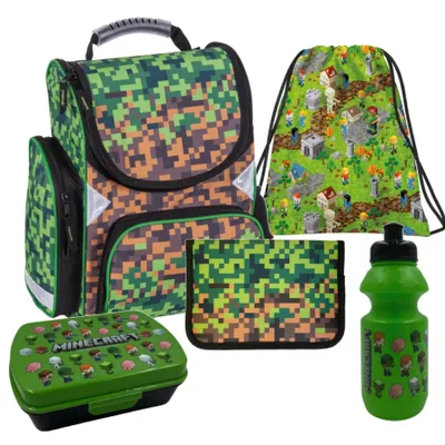 Produktbild von Schulranzen Green Game Minecraft Paso 5-teiliges Schulset