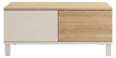 Obrázek produktu pro Konferenční stolek se 2 zásuvkami a 1 výklenkem, kašmírová a dubová povrchová úprava, šířka 90 cm - KORA