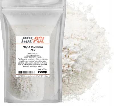 Zdjęcie produktu dla MĄKA PSZENNA CHLEBOWA TYP 750 1kg Do wypieku chleb naturalna jakość Kol-Pol