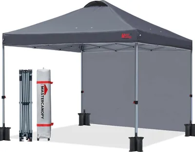 Zdjęcie produktu dla Składana altana MasterCanopy 2,5 x 2,5 m ze ścianą boczną w kolorze ciemnoszarym