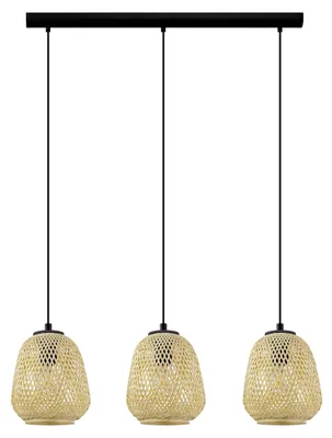 Immagine prodotto di Lampadario A Sospensione Vintage Dembleby Acciaio Nero Legno 3 Luci E27