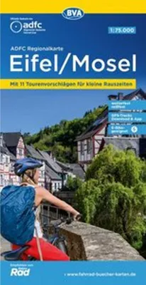 Immagine prodotto di ADFC carta regionale Eifel/Mosella, 1:75.000, con proposte di escursioni giornaliere, resistente agli strappi e alle intemperie, adatta alle e-bike, download traccia GPS