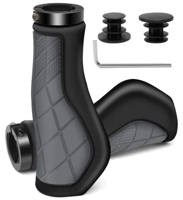 Immagine prodotto di Manopole ergonomiche antiscivolo grigie per manubrio da 22,2 mm, compatibili con mountain bike e bici da corsa