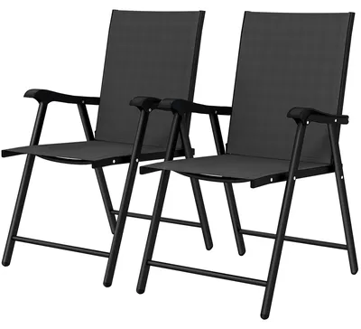 Productafbeelding van Outsunny 2-delige set inklapbare tuinstoelen met hoge rugleuning en armleuningen
