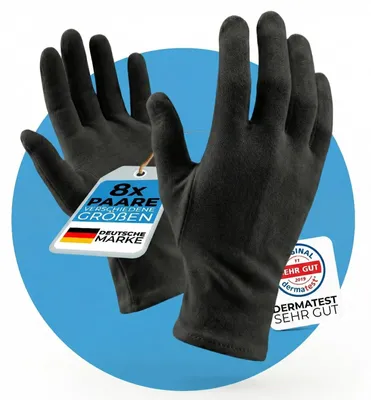 Produktbild von Arbeitshandschuhe Baumwollhandschuhe Schutzhandschuhe - 100 % Baumwolle - Weiß - Größe L - 8 Paar