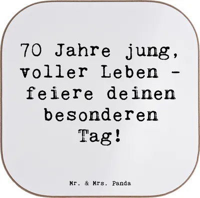 Produktbild von Mr. & Mrs. Panda Untersetzer für Gläser Spruch 70. Geburtstag Feier - Weiß - Geschenk, Tischuntersetzer, unvergessliches Erlebnis, Geburtstagsfeier, Coaster, Alter