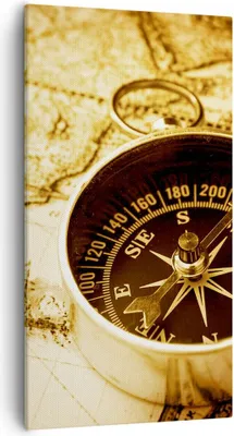 Produktbild von Bild auf Leinwand - Leinwandbild - Kompass alt reisen Reise - 55x100cm - Wand Bild - Wanddeko - Leinwanddruck - Bilder - Kunstdruck - Wanddekoration - Leinwand bilder - Wandkunst - PA55x100-2103