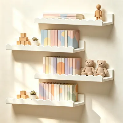 Produktbild von Wandregal Set, 4-teilig, 42 cm, weiß, Wolkenform, für Kinderzimmer