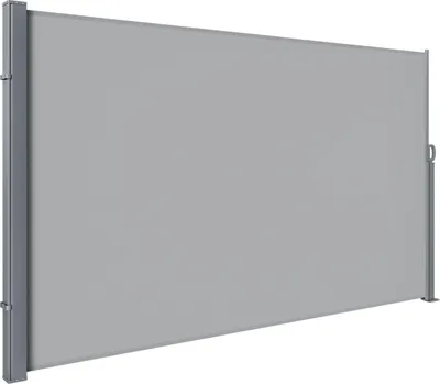 Produktbild von Faziango Seitenmarkise 300 x 180 cm Ausziehbar Windschutz, Sichtschutz für Balkon & Terrasse, Seitenrollo mit Wandhalterung Sonnenschutz - Grau Markise