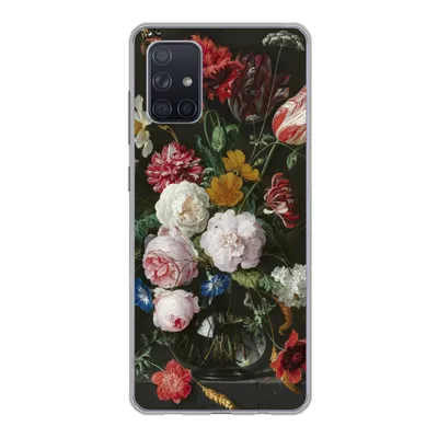 Produktbild von MuchoWow® Handyhülle Schutzhülle Hülle für Samsung Galaxy A51 5G Stilleben mit Blumen in einer Glasvase - Gemälde von Jan Davidsz. de Heem Silikon Softcase Handy Hülle - Abbildung