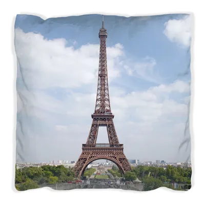 Produktbild von Wallario Premium Kissen, weiche Oberfläche, mit Motiv Eiffelturm in Paris, Größe: 40 x 40 cm, mit weißer Rückseite