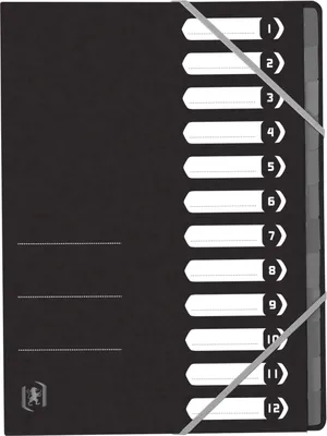 Produktbild von Oxford Ordnungsmappe Top File+ DIN A4 12 Fächer schwarz