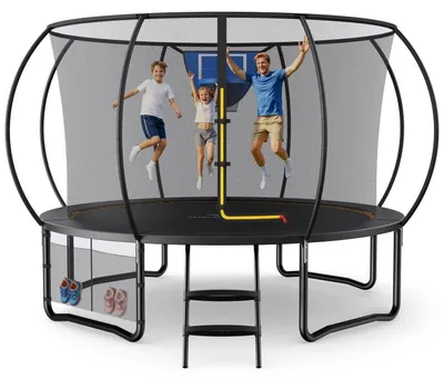 Image de Trampoline d'extérieur de 366 cm avec filet de sécurité et panier de basket, charge maximale de 150 kg