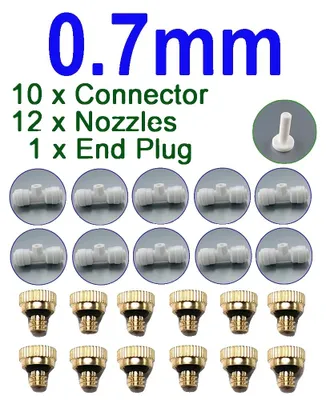 Produktbild von Nebeldüsen-Set, Effiziente Kühlung, Einfache Installation, Weiß 0.7mm Kit