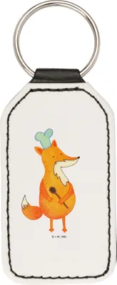 Produktbild von Mr. & Mrs. Panda schlüssel anhänger Fuchs Koch - Weiß - Geschenk, Hungrig, Schlüsselanhänger, schlüsselbund, Taschenanhänger, Mit Spruch, Witzig, Bäcker, für, Chefkoch