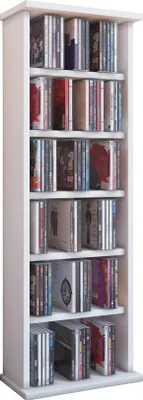 Immagine prodotto di Scaffale CD in legno | Scaffale CD con spazio per 150 CD o 65 DVD o 36-Video | Dimensioni: H. 92 x W. 31 x D. 18 cm | Elegante ripiano DVD in piedi | Ripiano blu ray per soggiorno | Scaffale CD | Vostan