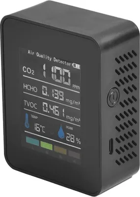 Zdjęcie produktu dla Monitor jakości powietrza: CO₂, HCHO, TVOC, AQI, temperatura, wilgotność, wyświetlacz LCD