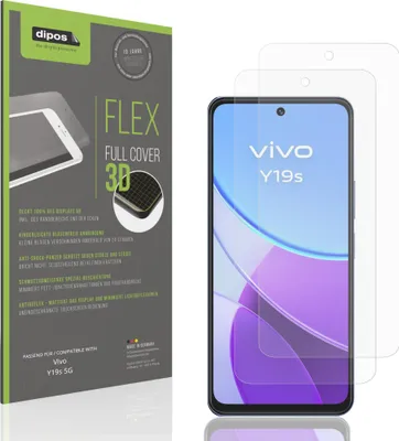 Produktbild von 2x Full Cover Schutzfolie matt für Vivo Y19s 5G Panzerfolie Anti-Shock