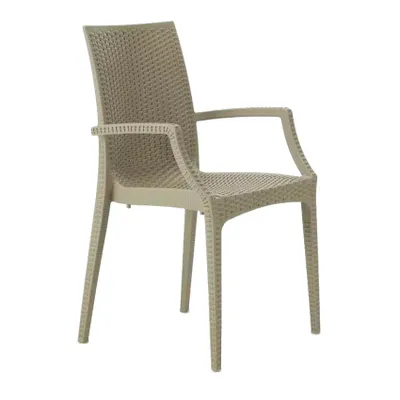 Produktbild von Gartenstühle in Rattanoptik mit Armlehnen Grand Soleil Bistrot Arm - Beige
